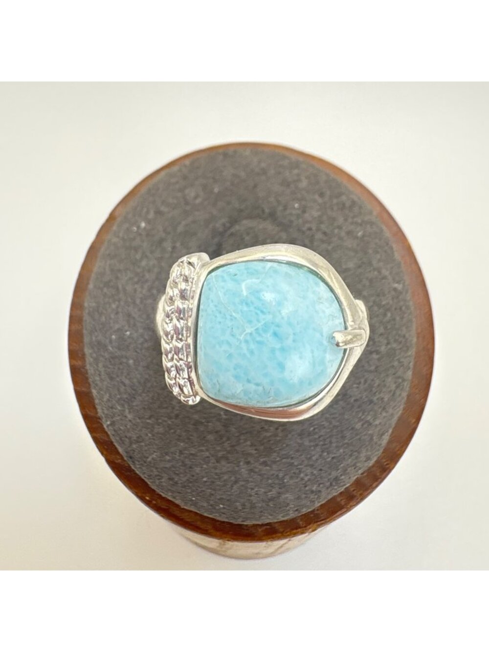 Amazonite & Sterling Silver 925 Bezel Set Statement Ring Size 7